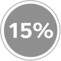 Kunngjøring for 15% rabatt på produkter.